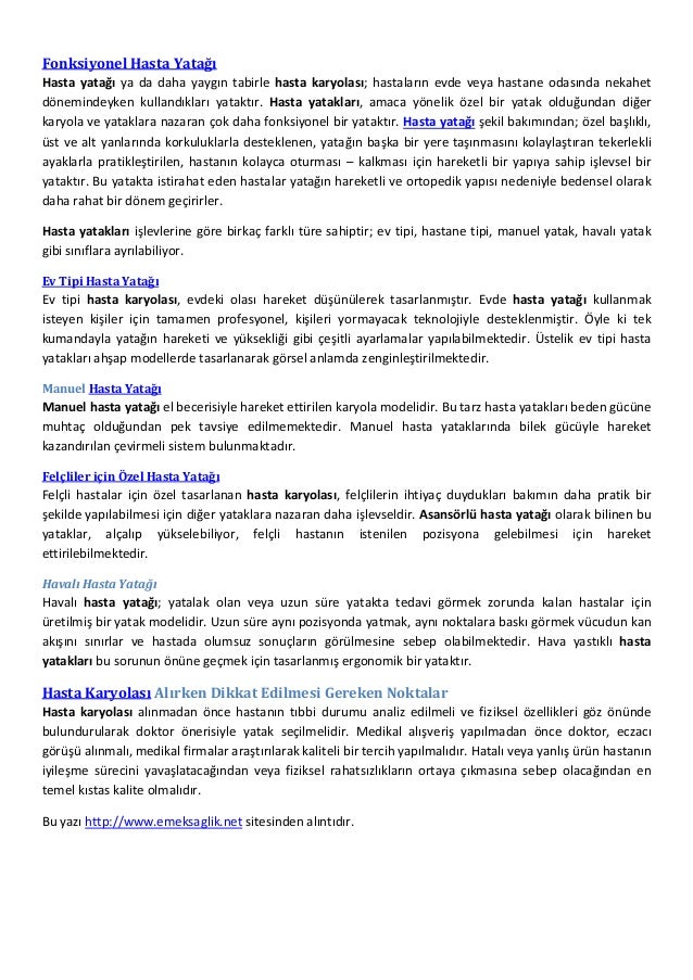 Tıbbi fonksiyonel yataklar ve özellikleri Tıbbi fonksiyonel yataklar ve özellikleri